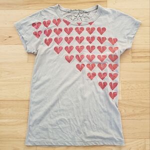 Urban Renewal Urban Outfitters T-Shirt Large Red Foil Broken Hearts Graphic Vtg